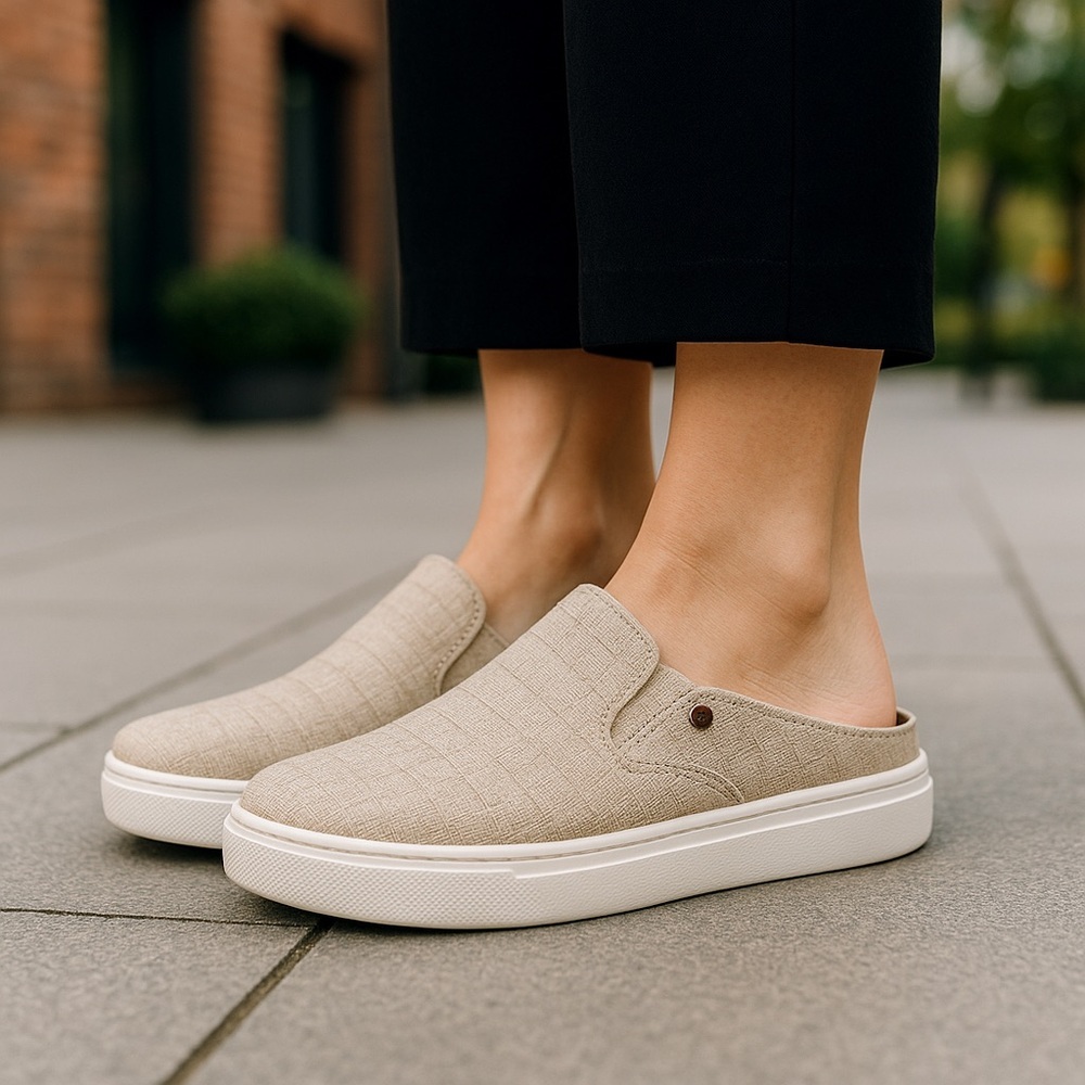 Yellow Box Beige Slip-On Mule Sneakers